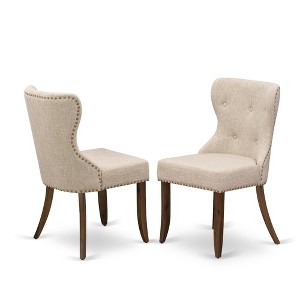 East West Furniture,Set of 2 - Wood Chairs- Upholstered Dining Chairs Includes Hardwood Frame - 1 of 4