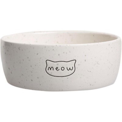 Ceramic Pet Bowl – Cute Cat Dish for Food or Water, Whisker Friendly, Non-Slip, 16oz, Microwave and Dishwasher Safe, Cat Face Design