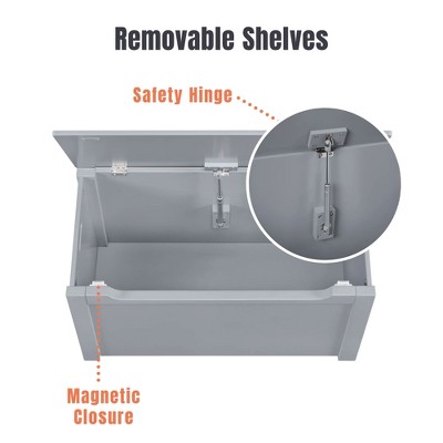 Sturdis Gray MDF Wooden Toy Box with Gloss Finish