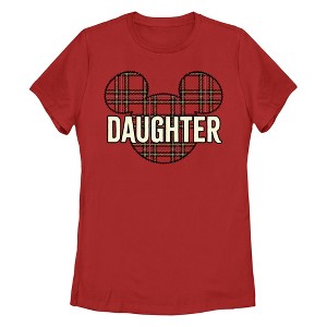 Women's Mickey & Friends Daughter Holiday Plaid Pattern T-Shirt - 1 of 4