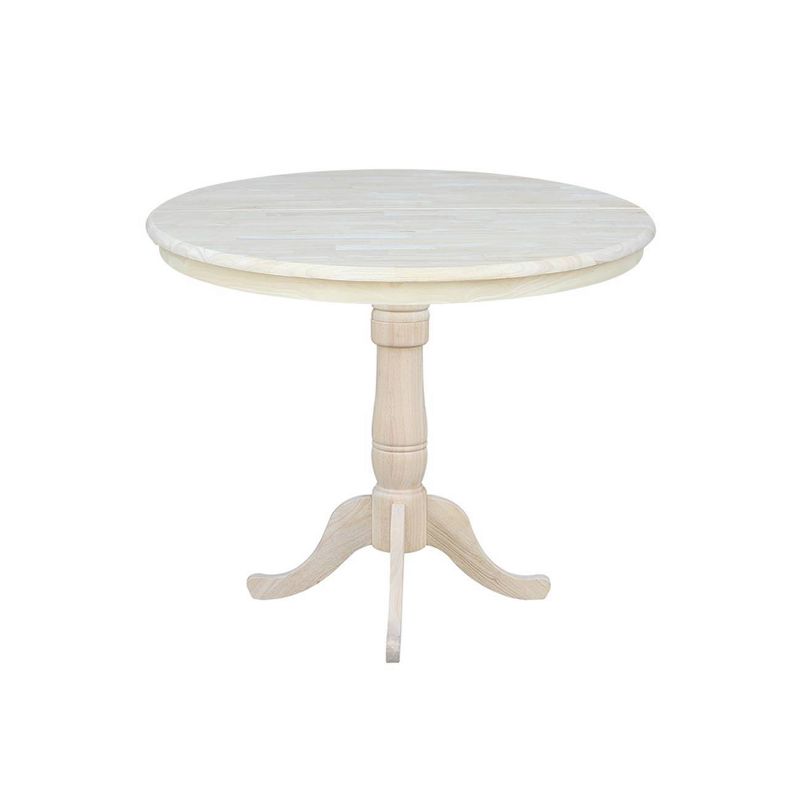 36" Round Extendable Table with 12" Drop Leaf Unfinished - International Concepts, 4 of 11