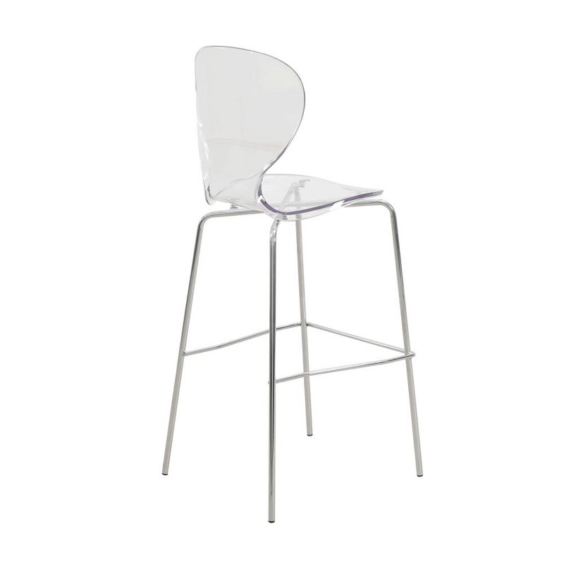 LeisureMod Oyster Acrylic Barstool with Steel Frame in Chrome Finish, 5 of 12