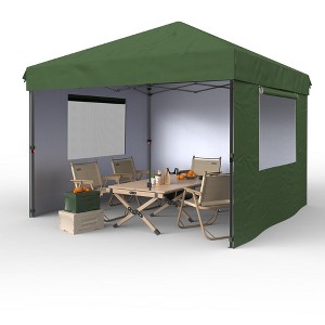 Garvee 10x10 Pop Up Canopy Tent Outdoor Canopy One-Person Set Up Heavy Duty Commercial Instant Tent Shelter, 3-Sidewall - 1 of 4