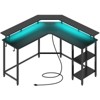 Greenstell L Shaped Desk - Black Reversible Computer Desk with LED Lights, Power Outlets, Monitor Stand & Storage - 4 of 4