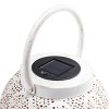 12" Outdoor Metal Hollow Lantern with Rotating LED Lights Antique White - Alpine Corporation: Solar Powered, Integrated LED, No Assembly Required - 3 of 4