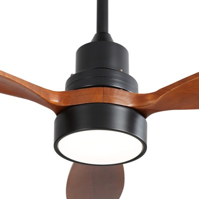 52 inch Solid Wood Ceiling Fan with Lights and Remote Outdoor Indoor Modern Ceiling Fan 3 Downrod for Living Room Bedroom Farmhouse Patio