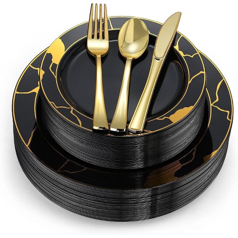 Black and gold outlet plastic plates