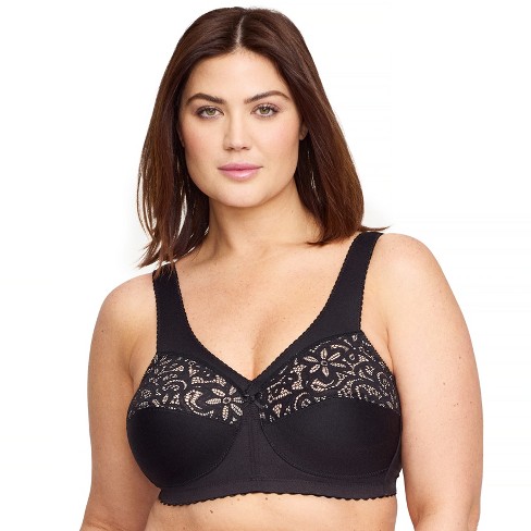 Glamorise Womens MagicLift Cotton Support Wirefree Bra 1001 Black 40G