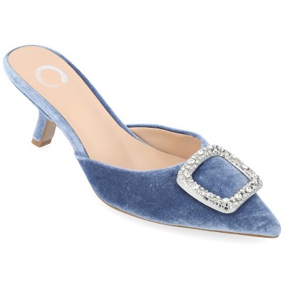 Journee Collection Womens Rishie Slip On Kitten Heel Mule Pump Blue 7 ...