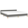 vidaXL Dark Gray King Size Bed Frame with Supportive Legs and Headboard - Durable Polyester Fabric - 3 of 4