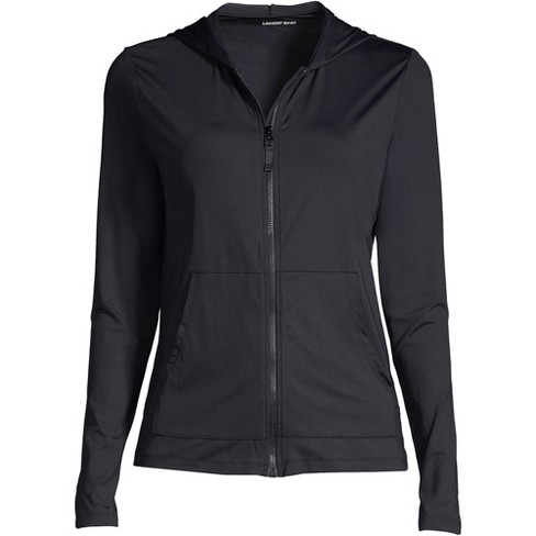 Womens Petite Black Leather Hooded Jacket