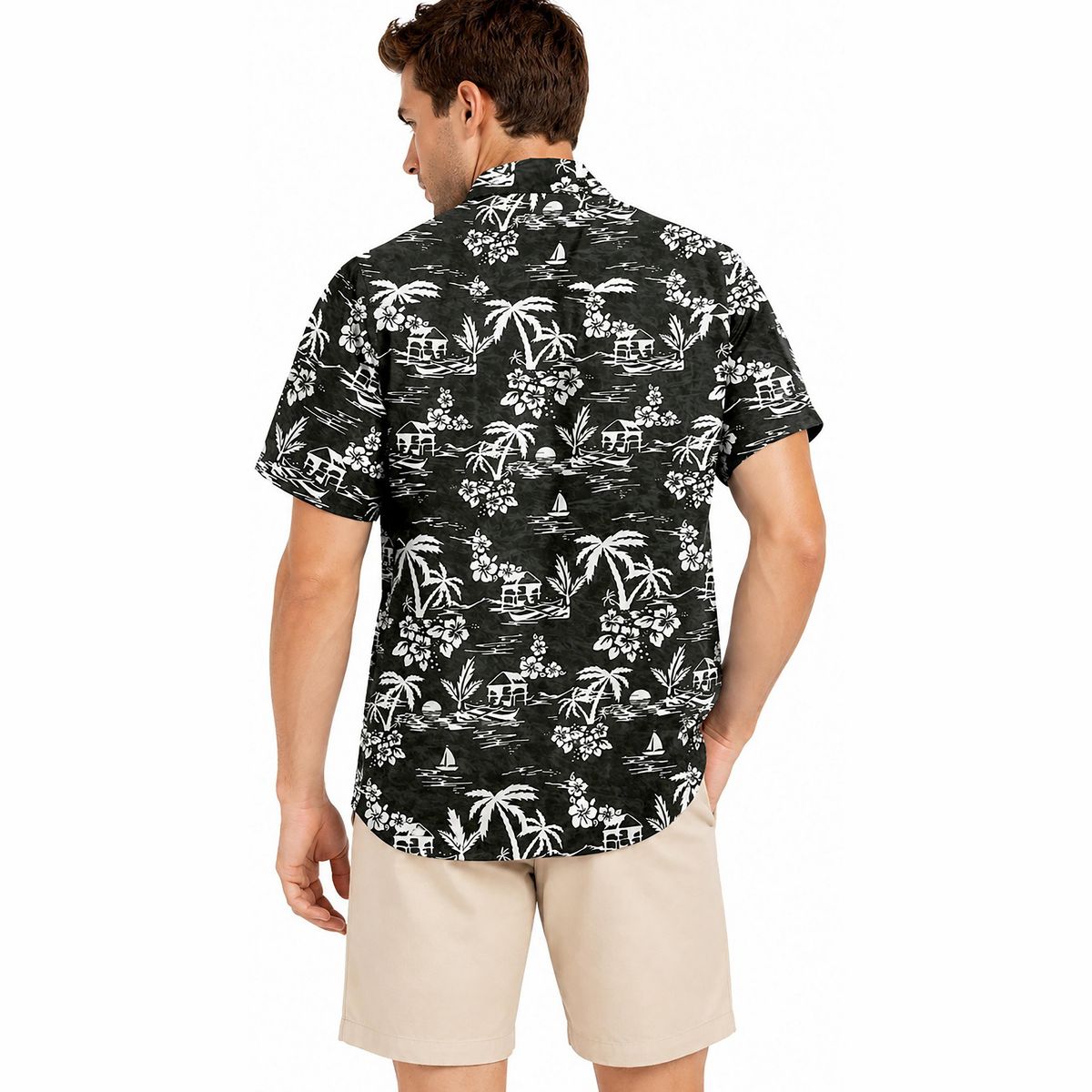 LA LEELA Men's Hawaiian Shirt Luau Vacation Summer 3X-Large Black Beach - thumbnail 2