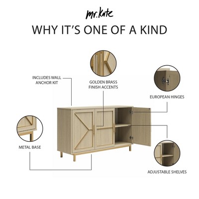 Neely Wide Pale Oak Accent Cabinet with Adjustable Shelving
