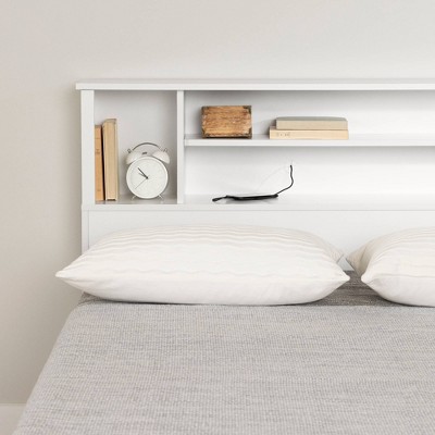 Pure White Queen Bookcase Headboard with Storage