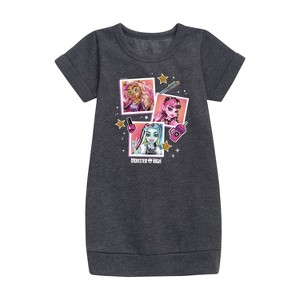 Girls' - Mattel - Girl Squad Pop Art Graphic Short Sleeve Fleece Dress - 1 of 3