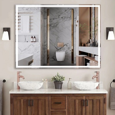 LED Bathroom Vanity Mirror Wall Mounted Adjustable White/Warm/Natural Lights Anti-Fog Touch Switch