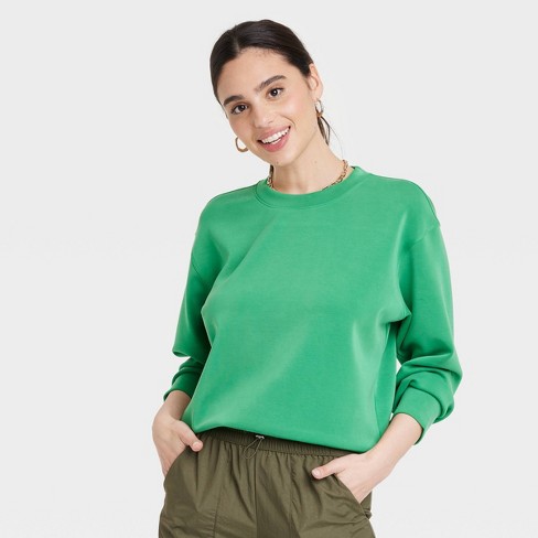 Women s Sandwash Sweatshirt A New Day Green L Target