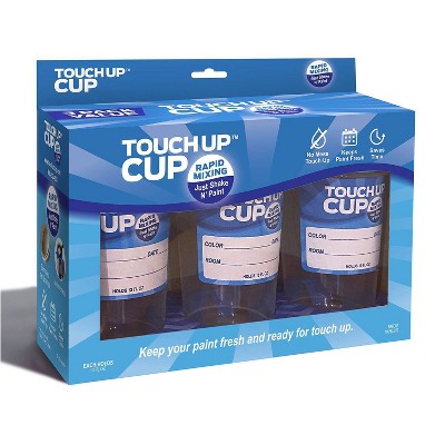Touch Up Cup 3pk Paint Containers: Plastic Paint Saver, 90-Day Warranty, 6" Height, 9" Width, 3" Depth