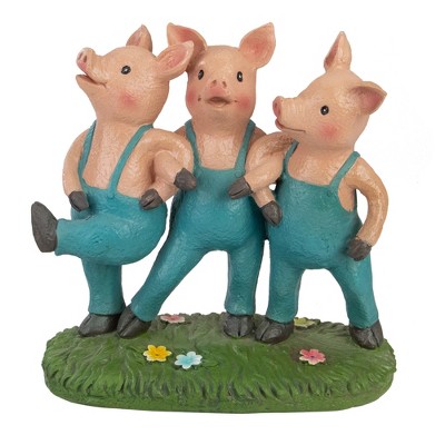 Northlight 8" Three Pigs Dancing in Blue Overalls Outdoor Garden Statue