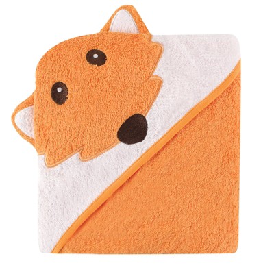 Luvable Friends Baby Boy Cotton Animal Face Hooded Towel, Fox, One Size