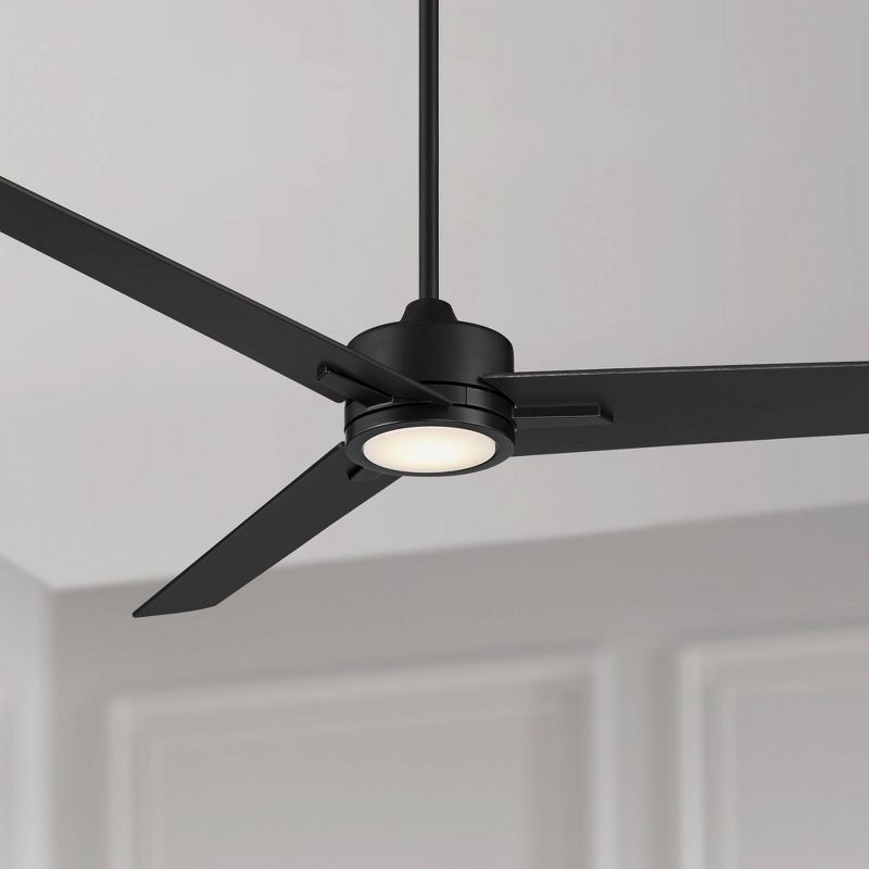 60" Casa Vieja Monte Largo Modern 3 Blade Indoor Ceiling Fan with Dimmable LED Light Remote Control Matte Black for Living Room Kitchen House Bedroom, 2 of 10