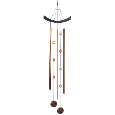 Bronze and Tiger's Eye Feng Shui Wind Chime, 41"