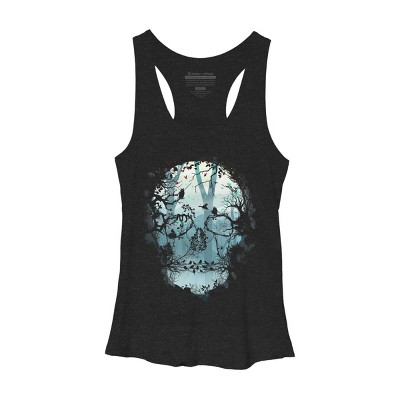 Women's Design By Humans Dark Forest Skull By sitchko Racerback Tank Top