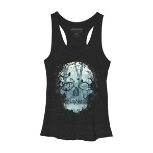 Women's Design By Humans Dark Forest Skull By sitchko Racerback Tank Top - 1 of 3