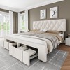 homfan Bed Frame, Upholstered Platform Bed Frame with Storage Drawers, Mattress Foundation with Solid Wooden Slats Support, No Box Spring Needed - 2 of 4