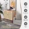 Brafab 63" Buffet Sideboard Cabinets, 4-Door Rattan Storage Cabinet Accent Entryway Chest Console Table Liquor Wood Cupboard for Dining Room - 3 of 4