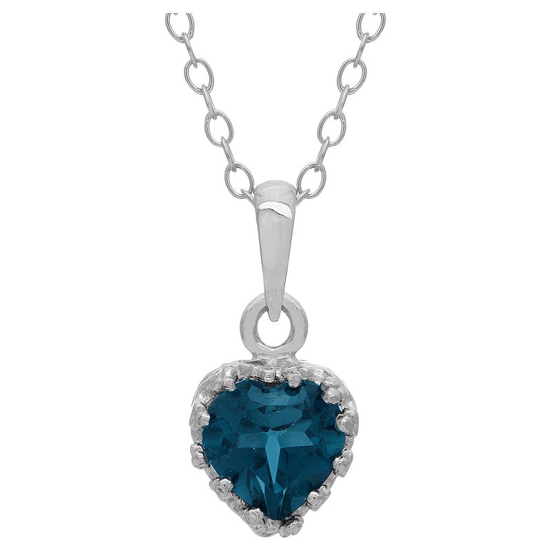 Tiara Sterling Silver Heart-cut Birthstone Crown Pendant, 1 of 2