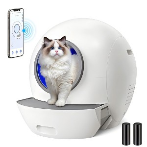 AENKYO Self-Cleaning Litter Box, Automatic, Multi-Cat Safe, Odor-Free, with App/Panel Control & Health Monitoring, Large Capacity with Liner - 1 of 4
