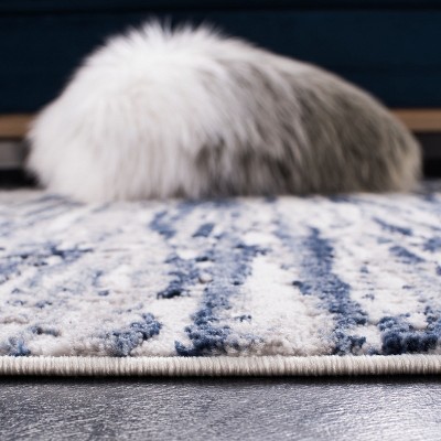 Amelia 6'7" Square Grey and Navy Abstract Area Rug