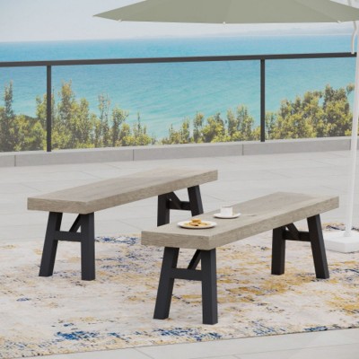 Modern Outdoor Bench Set Of 2,Farmhouse Wood Dining Bench,Patio Bench Lounge Chair,Corridor Bench Entryway Bench With Wood Legs-Cuddlewood