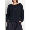 Women's Cotton Lattice Crewneck Sweater - PLANET by Lauren G. - 3 of 4