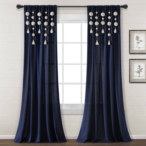 Velvet Curtains With Pom Pom or Tassel Trim, Velvet Tassel