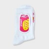 Adult Poppi Soda's Back Graphic Crew Socks - White: Flat Seams, Ankle Height, Knit Design - 2 of 3
