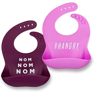 Image of Simka Rose Silicone Baby Bibs, 2 Pack in Pink & Plum