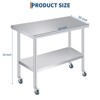 Stainless Steel Prep Table with Rounded-Corner, Adjustable Undershelf and 4 Caster Wheels, Commercial Heavy Duty Table with Adjustable Under Shelf - 2 of 4