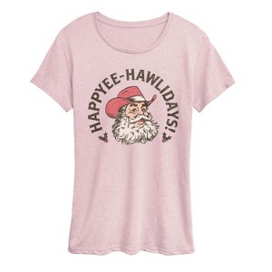 Women's - Instant Message - Happyee Hawlidays Short Sleeve Graphic T-Shirt - 1 of 4