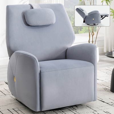 Swivel Rocker Power Recliner Chair with Lumbar and Neck Support Pillow, 270° Swivel, USB & Type-C Ports, and Heavy Duty Motion Mechanism