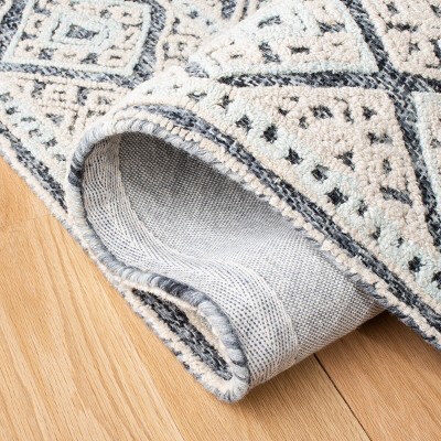 Gray Geometric Handmade Wool Area Rug 3' x 5'