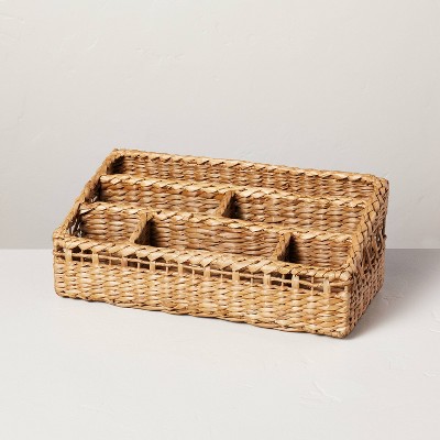 OKUMEYR Separate Storage for Kitchen Utensils Basket with Dividers Divided  Storage Baskets Wicker Basket Bin Baskets for Shelves Divided Basket Trays