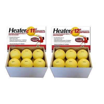 Heater Sports Pitching Machine Dimpled Softballs, Regulation Weighted Durable Polyurethane, Safe For Use With Aluminum & Composite Bats - Optic Yellow, Pack of 12