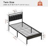 Hausource Upholstered Twin Size Bed Frame with PU Leather Headboard - 2 of 4