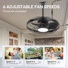 Airsurfer 20" Dimmable Ceiling Fan with 3 Colors LED Light,Waterproof Ceiling Fan with 6 Speeds DC Motor,6"/10" Downrods,Remote Control Included,Black - 3 of 4