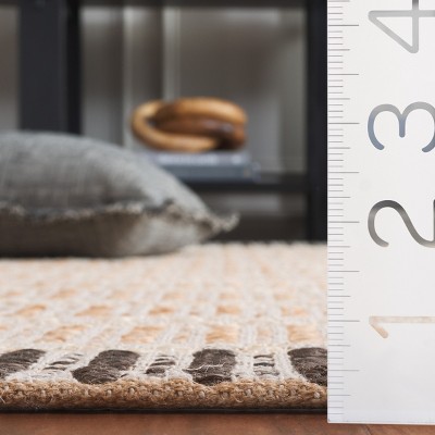 Natural and Charcoal Striped Flatweave Wool Cotton Rug 3' x 5'