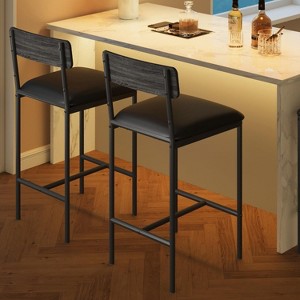 Acekool Dining Set, Kitchen Bar Table with 2 Upholstered Stools & 3 Storage Shelves, Small Space, - 1 of 4