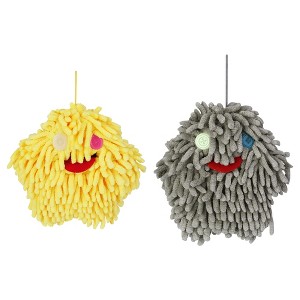 REGALWOVEN Soft Absorbent Chenille Decorative Hanging Ball Hand Towels 2 Pcs - 1 of 4