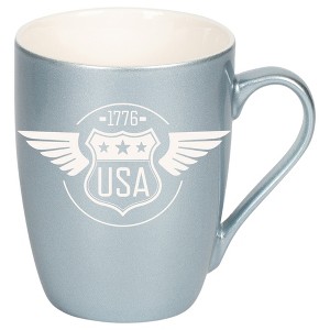 100 North United States of America 10 Ounce Frosted Blue Metallic Finish, Comfortably Fits Your Hands, New Bone China Coffee Tea Cup Mug, USA 1776 - 1 of 1